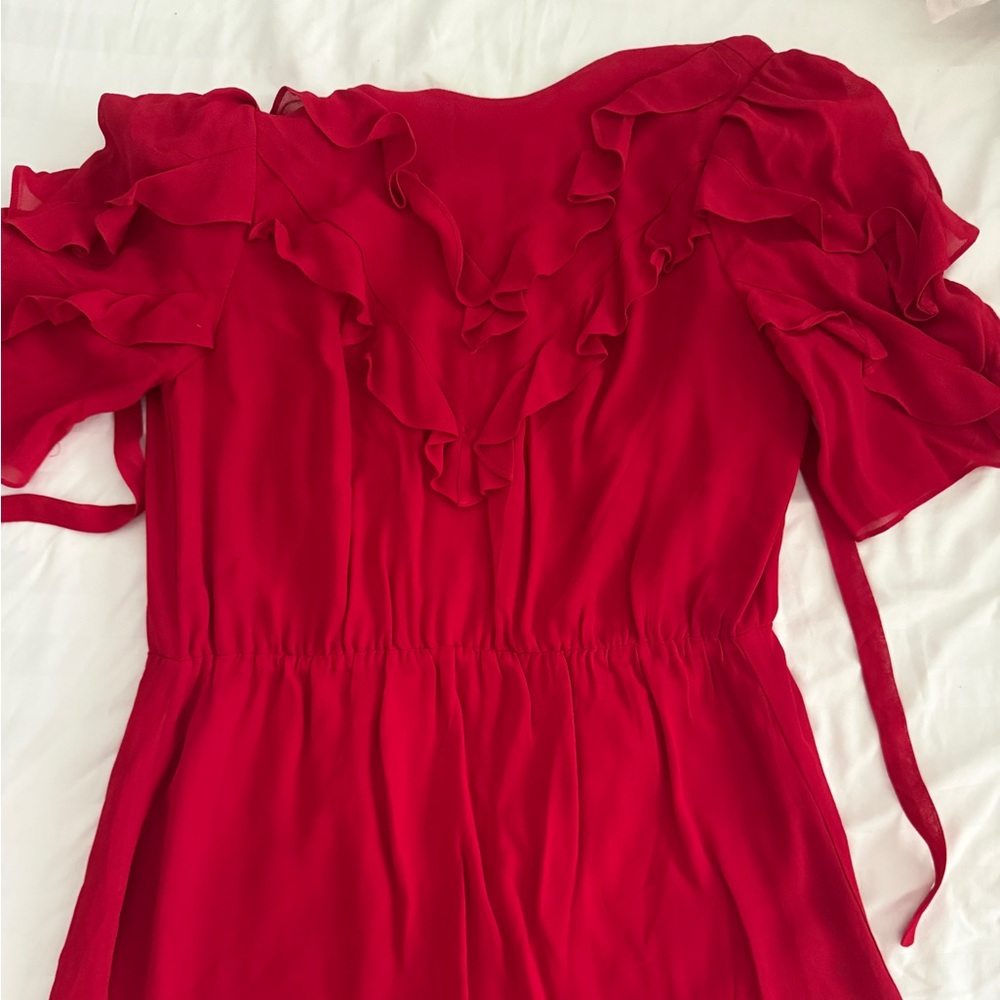 Reformation Red Ruffle Dress - Picture 2 of 3